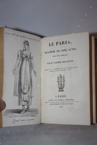 Attila tragédie en cinq actes. Paris, Bechet Ainé, 1822. Frontispice-79pp. Edition originale. Oreste tragédie en cinq actes. Paris, Pillet Ainé, 1821. IX-74pp. Edition originale. Athalie, tragédie. P., Barba, Hubert, 1817. 80pp.Le Comte Julien, ou l'explication, tragédie en cinq actes. P., Bouland et Tardieu, 1823. XXVII-75pp. Edition originale. Le Paria, tragédie en cinq actes. P., J. N. Barba, 1821. 4ff.-frontispice-118pp. Edition originale. Marie Stuart, tragédie en cinq actes. P., Barba, Ladvocat, 1820. VII-102pp. Edition originale. Clytemnestre, tragédie en cinq actes. P., Ponthieu, Barba, 1822. 88pp. Edition originale. Saül, tragédie en cinq actes. P., Ponthieu, Barba, 1822. 87pp. Edition originale.