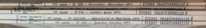 Études traditionnelles; N° 423 à 428, Période de Janvier à Décembre 1971.
. Collectif