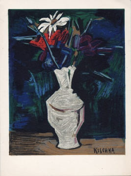 Isis Kischka : carte de voeux pour 1959 et lithographie originale. Kischka, Isis