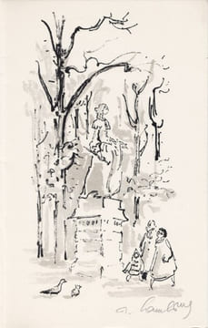 André Hambourg : carte de voeux pour 1958 et lithographie originale. Hambourg, André