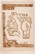 Marcelle Kuntz : carte de voeux pour 1957 et gravure sur bois originale. Kuntz, Marcelle