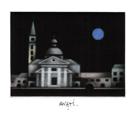 Carte de voeux pour 1992 : gravure à la manière noire . Avati, Mario