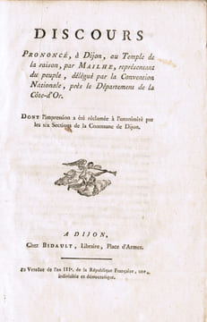 Discours prononcé, à Dijon, au temple de la raison, par Mailhe, représentant du peuple, délégué par la Convention nationale, près le département de la ...