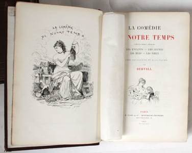 La Comédie de notre temps, études au crayon et à la plume. I. (1re série) : la civilité, les habitudes, les moeurs, les coutumes, les manières et les manies de notre époque - II. (2e série) : les enfants, les jeunes, les mûrs, les vieux - III. La Vie hors de chez soi (comédie de notre temps) : l'hiver, le printemps, l'été, l'automne.