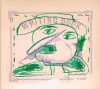 Writing book. Lithographie originale pour la carte de voeux de Aimé Maeght pour l'année 1981.. Edition originale Alechinsky, Pierre