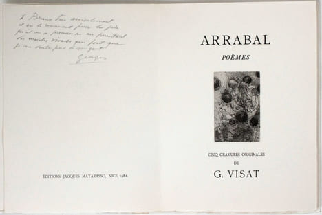 Poèmes. Cinq gravures originales de G. Visat.. Arrabal, Fernando - Visat, Georges (ill.)