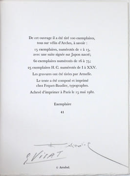 Poèmes. Cinq gravures originales de G. Visat.. Arrabal, Fernando - Visat, Georges (ill.)
