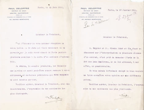 Arbitrage André-Charles Coppier contre Firmin Didot à propos de "Eaux-fortes authentiques de Rembrandt" publié en 1929. Pièces autographes et ...