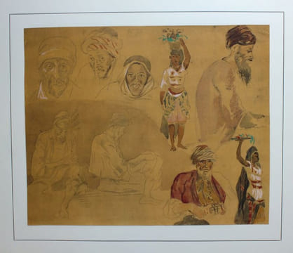 Vingt aquarelles et onze dessins reproduisant en fac-similé L'Album du Maroc, de la collection J. V.... Delacroix, Eugène