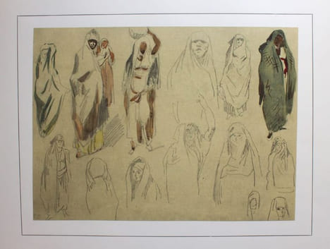 Vingt aquarelles et onze dessins reproduisant en fac-similé L'Album du Maroc, de la collection J. V.... Delacroix, Eugène