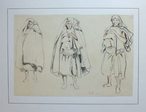 Vingt aquarelles et onze dessins reproduisant en fac-similé L'Album du Maroc, de la collection J. V.... Delacroix, Eugène