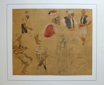 Vingt aquarelles et onze dessins reproduisant en fac-similé L'Album du Maroc, de la collection J. V.... Delacroix, Eugène