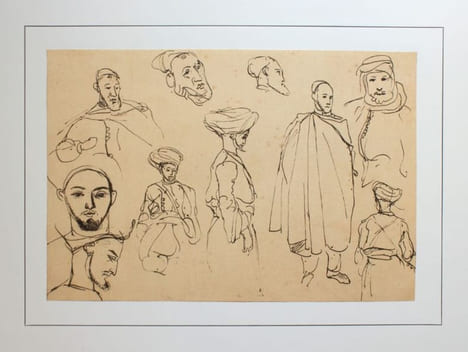 Vingt aquarelles et onze dessins reproduisant en fac-similé L'Album du Maroc, de la collection J. V.... Delacroix, Eugène