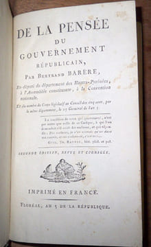 De la pensée du Gouvernement républicain, seconde édition, revue et corrigée.. Barère (de Vieuzac), Bertrand
