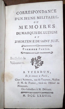 Correspondance d'un jeune militaire, ou mémoires du marquis de Luzigni et d'Hortense de Saint-Just. Bourgoing, Jean-François (baron de) - Musset de ...