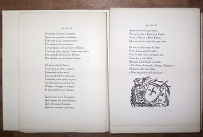 Les Oeuvres de Françoys Villon. Texte établi par Auguste Longnon revu et publié par Lucien Foulet, préface de Ad. Van Bever. Cinq aquarelles originales au pochoir vingt-cinq illustrations en noir par Guy Arnoux.