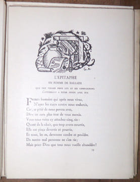 Les Oeuvres de Françoys Villon. Texte établi par Auguste Longnon revu et publié par Lucien Foulet, préface de Ad. Van Bever. Cinq aquarelles ...