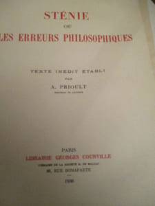 stenie ou les erreurs philosophique