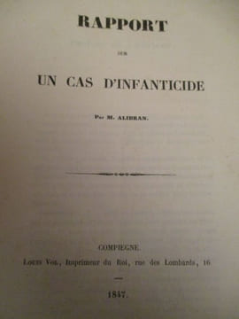 rapport sur un cas d'infanticide. alibran