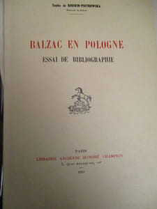 balzac en pologne essai de bibliographie
