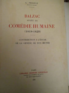 balzac avant la comédie humaine (1818-1829) contribution à l étude de la genese de son oeuvre