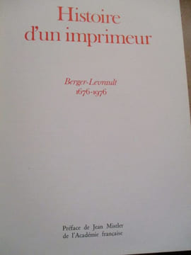 histoire d'un imprimeur - berger-levrault 1676-1976. undefined