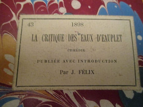 la critique des eaux d'eauplet - comédie . undefined