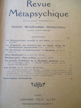 Revue métapsychique. collectif