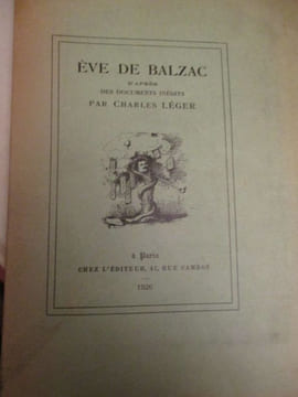 eve de balzac d apres des documents inédits. leger ( charles )