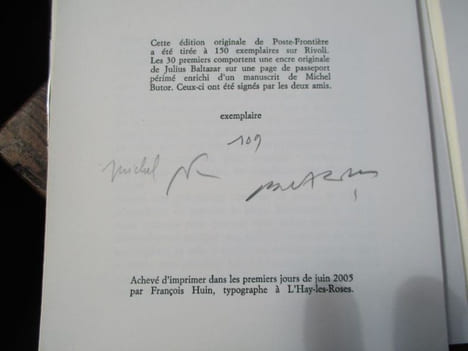 Poste-Frontière. Butor (Michel)