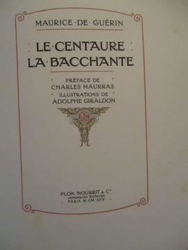 Le centaure - la bacchante. Maurice de Guérin
