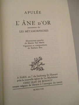 L'Ane d' Or autrement dit les métamorphoses. Apulée