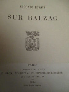 seconds essais sur balzac