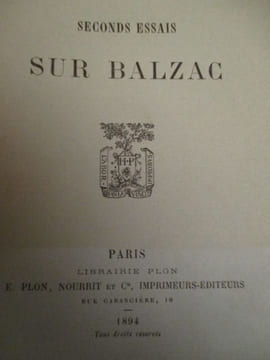 seconds essais sur balzac. flat ( paul )