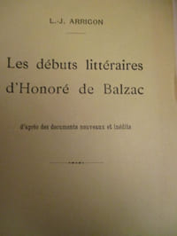 les débuts littéraires d honoré de balzac d apres des documents nouveaux et inédits