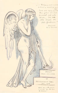 Lettre autographe signée enrichie d’un dessin, et 3 dessins. 1911-1922.