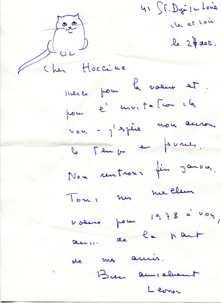 Lettre autographe sign&eacute;e &agrave; M. Bellard, . FINI (Leonor). 