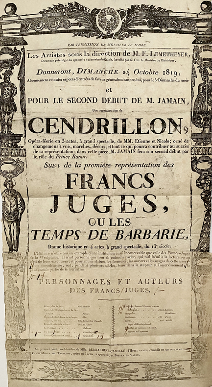 TH&Eacute;&Acirc;TRE DE CALAIS. Dimanche 24 octobre 1819. . (AFFICHE)