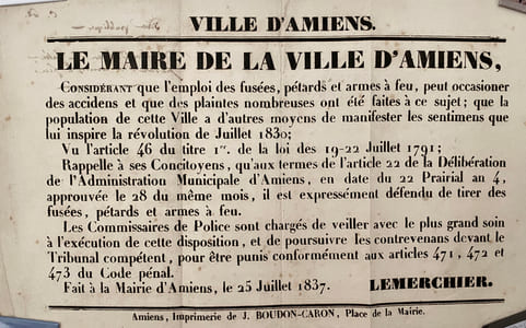[INTERDICTION DE L'EMPLOI DES FUSÉES, PÉTARDS ET ARMES A FEU].