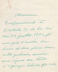 Lettre autographe signée à un directeur de journal [Témoins].