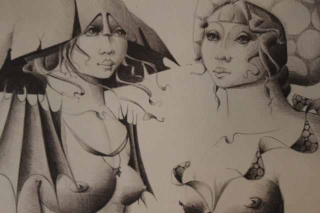Dessin originale &eacute;rotique
[Les deux muses] (titre non contractuel). LE MOULT, Christian (1941 - )