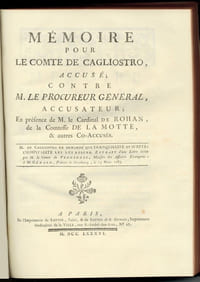 AFFAIRE DU COLLIER DE LA REINE MARIE-ANTOINETTE. RECUEIL DE PIÈCES
Cagliostro La Motte Valois