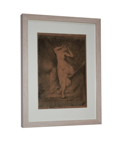"Le lever d'une nymphe" fusain original . Achille Dev&eacute;ria