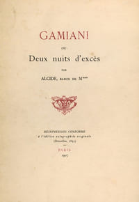 Gamiani ou Deux nuits d'excès par Alcide, Baron de M***.
