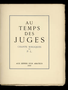 AU TEMPS DES JUGES. Chants bibliques de P. L.