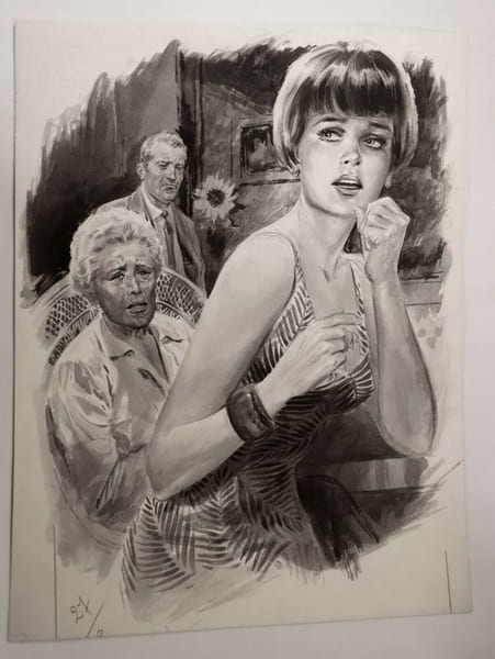 Dessin original  Lavis encre de chine Roman-Photo T&eacute;l&eacute; Poche. Angelo Di Marco