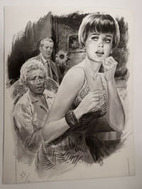 Dessin original  Lavis encre de chine Roman-Photo Télé Poche