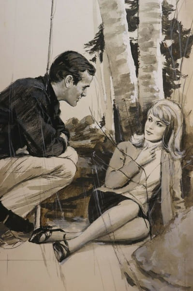  Dessin original Aquarelle Gouache Roman-Photo Painting . Mark Miller