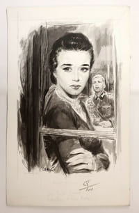 Dessin original Lavis encre de chine Roman-Photo Télé Poche