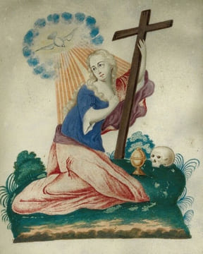 Objet de piété
iconographie religieuse populaire
Marie Madeleine Magdala Magdaléenne
Vélin. undefined